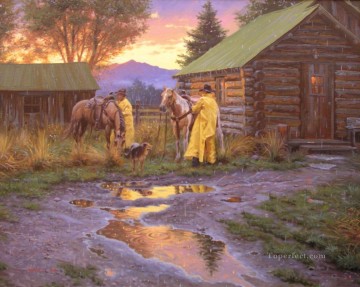 アメリカインディアン Painting - カウボーイ コテージ西アメリカ